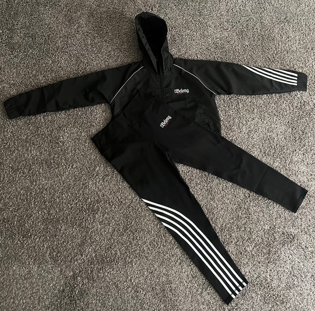 “Black” Cropped Windbreaker Set