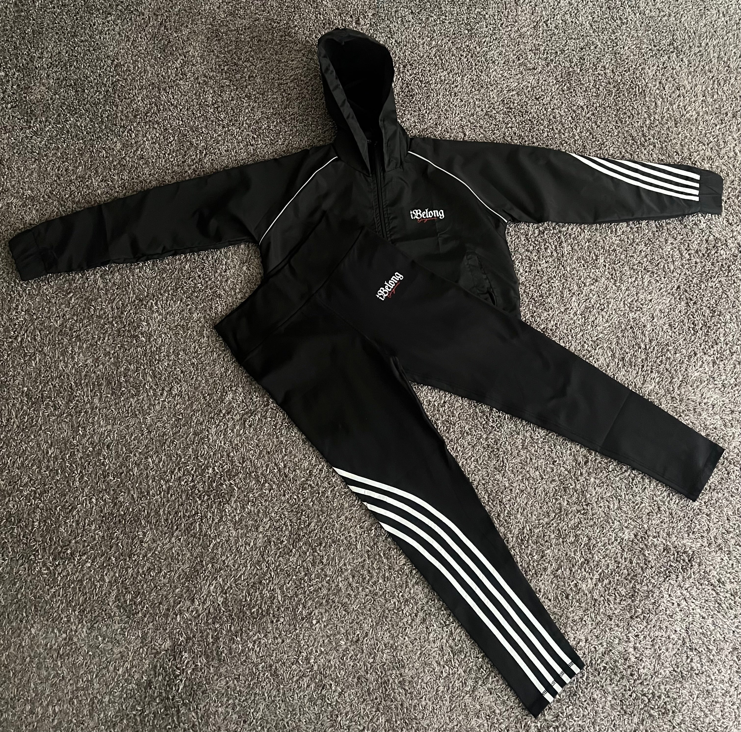 “Black” Cropped Windbreaker Set