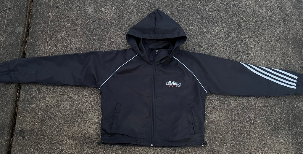 “Black” Cropped Windbreaker Set