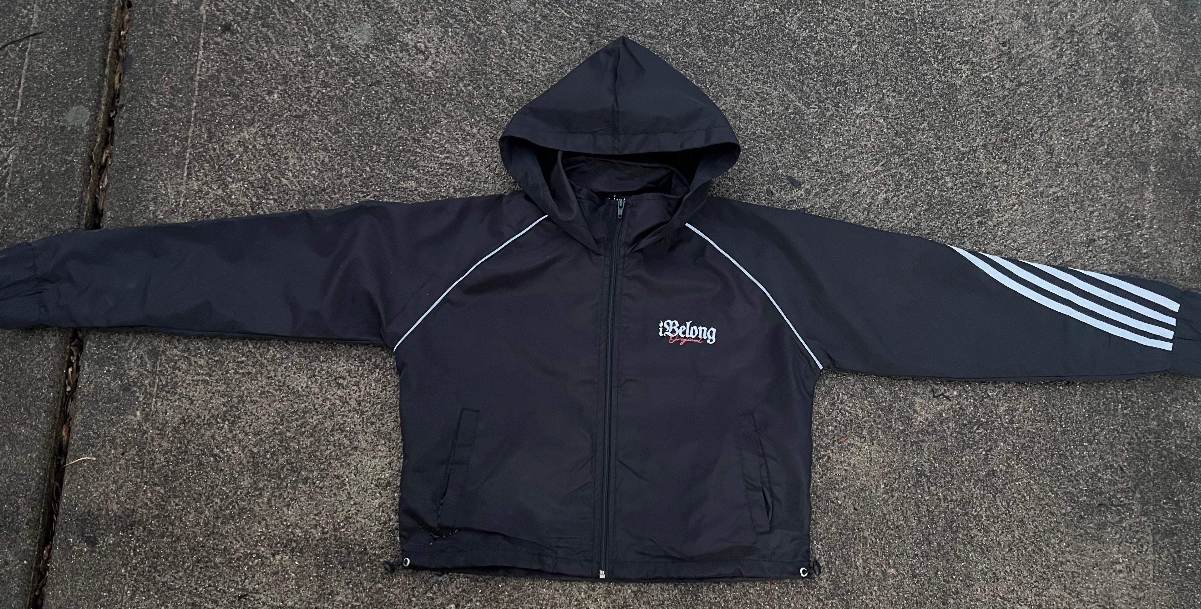 “Black” Cropped Windbreaker Set