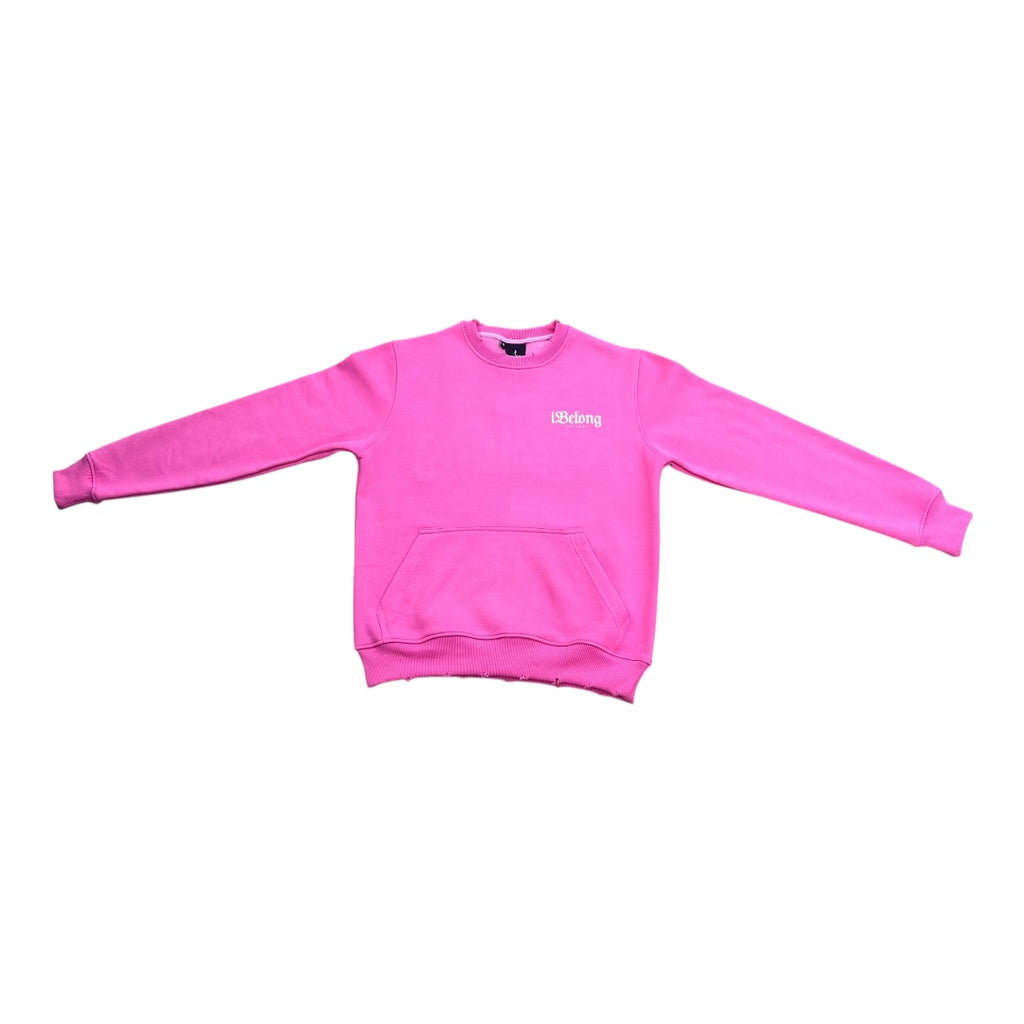iBelong “BubbleGum Pink” Chenille Crewneck