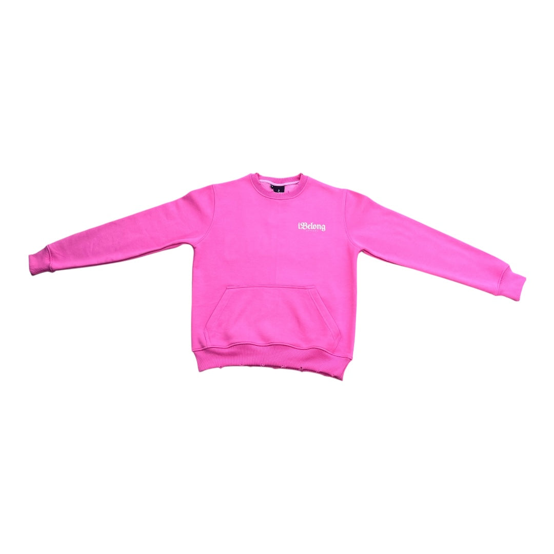 iBelong “BubbleGum Pink” Chenille Crewneck