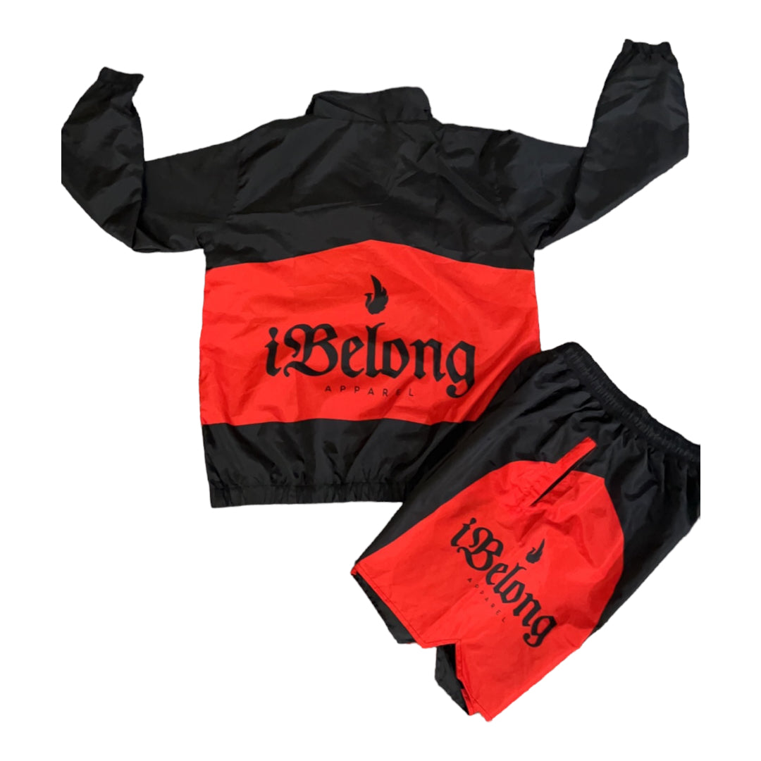iBelong Black/Red Windbreaker Set