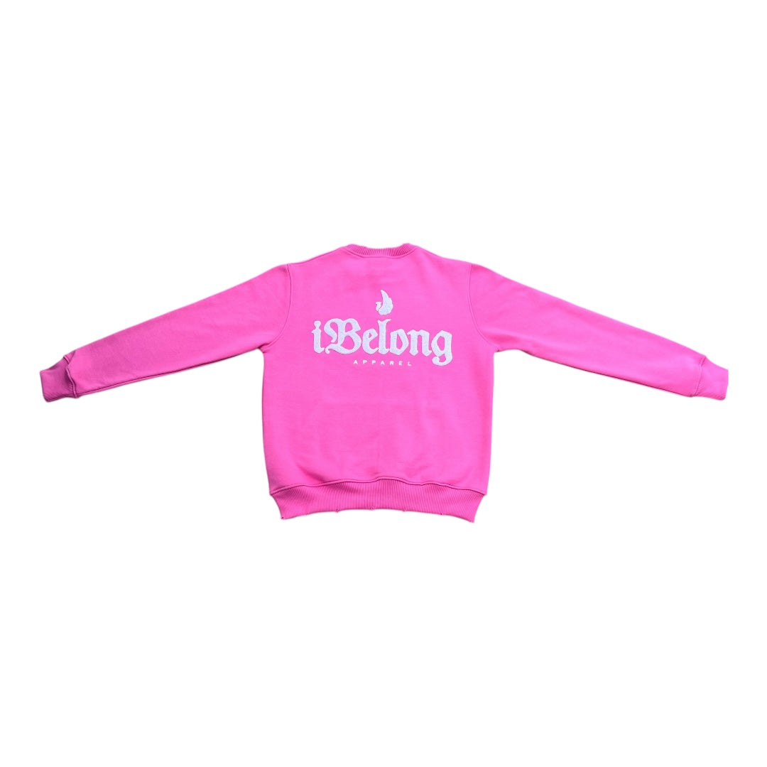 iBelong “BubbleGum Pink” Chenille Crewneck