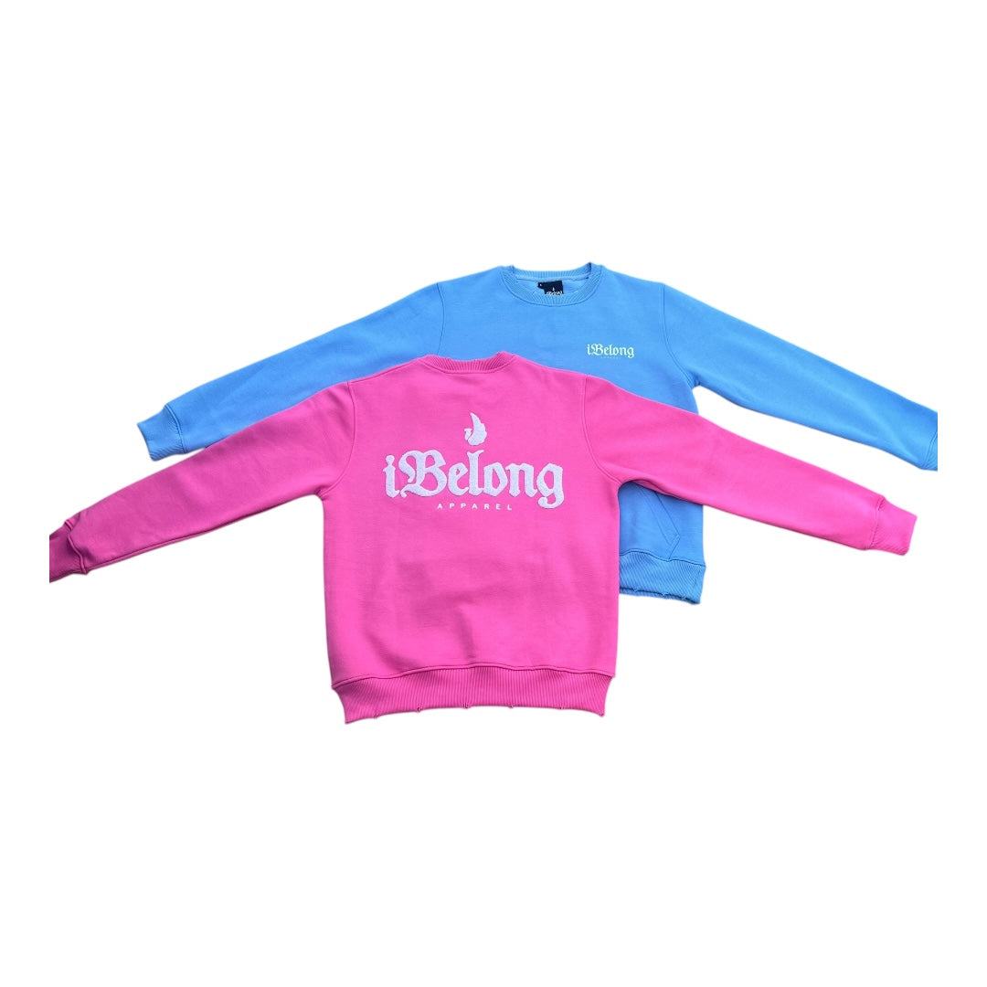 iBelong “BubbleGum Pink” Chenille Crewneck