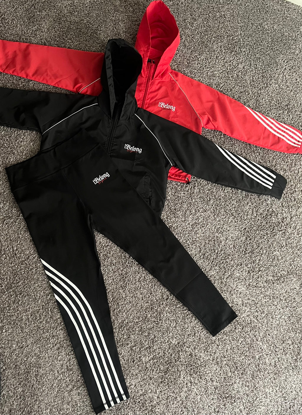 “Red” Cropped Windbreaker Set