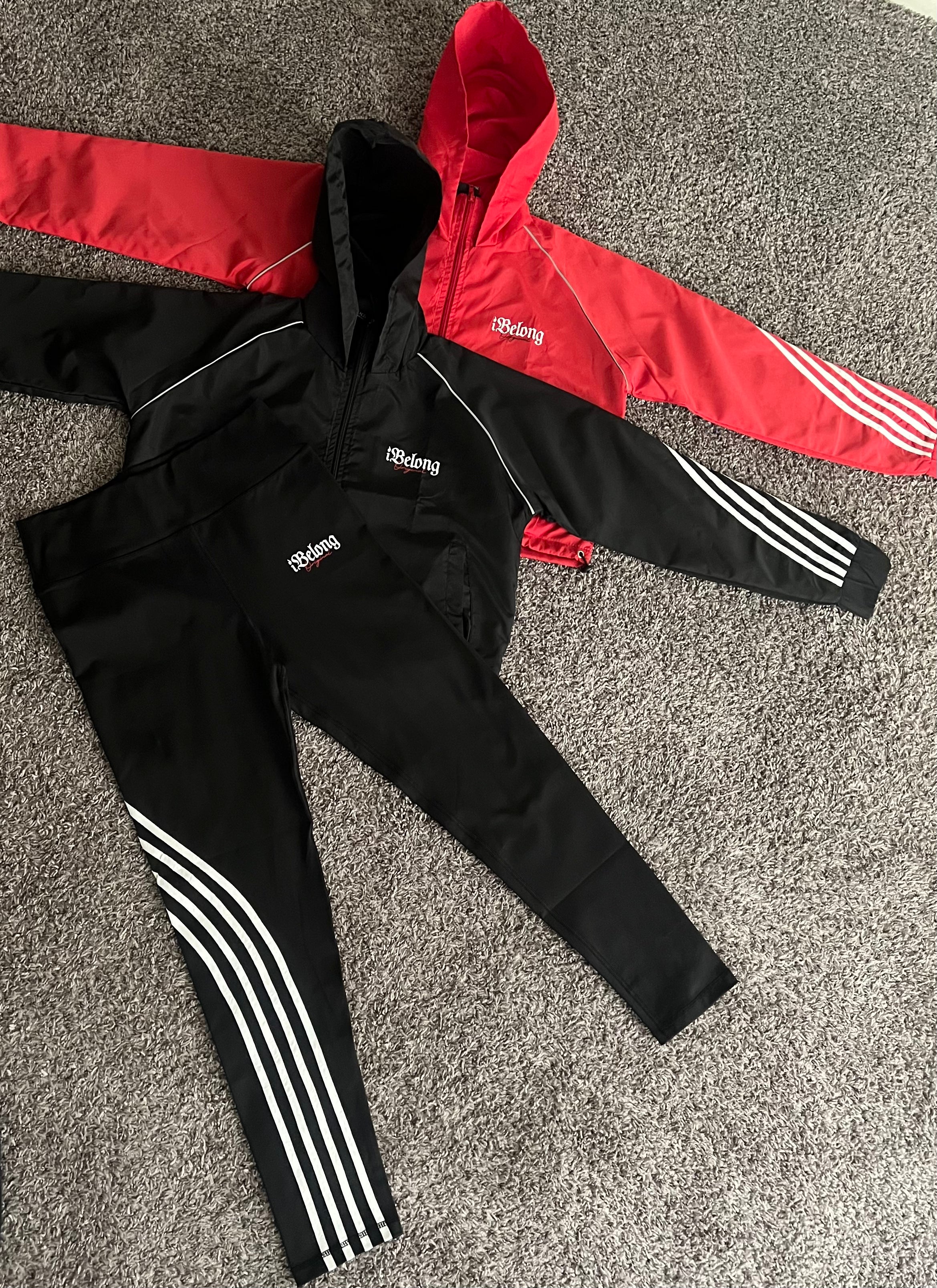 “Red” Cropped Windbreaker Set