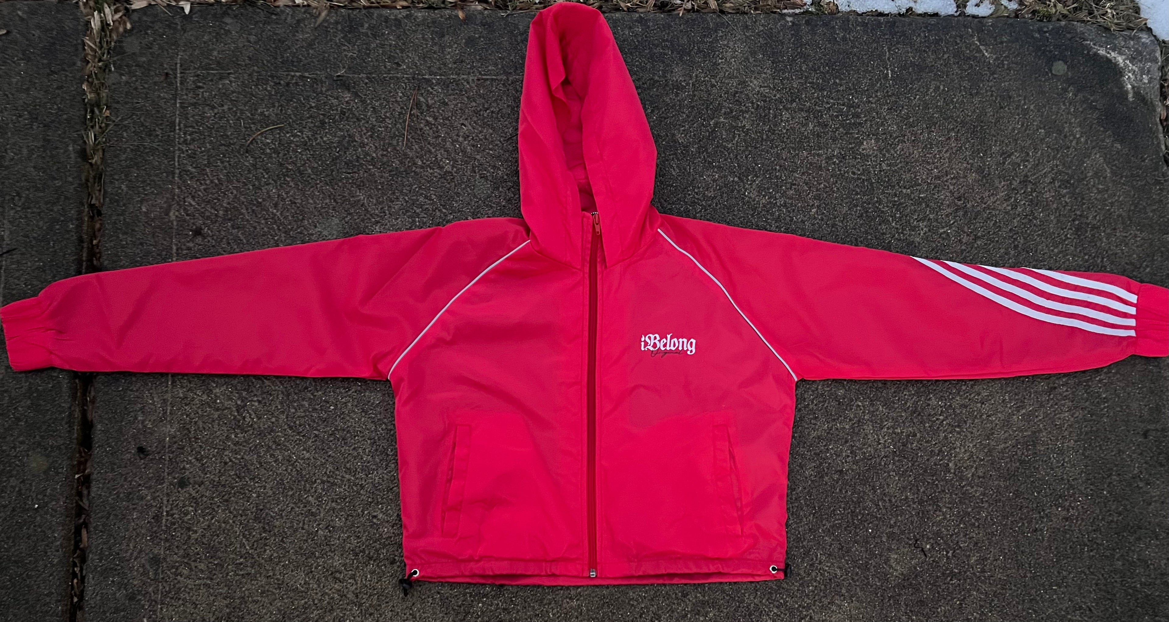 “Red” Cropped Windbreaker Set