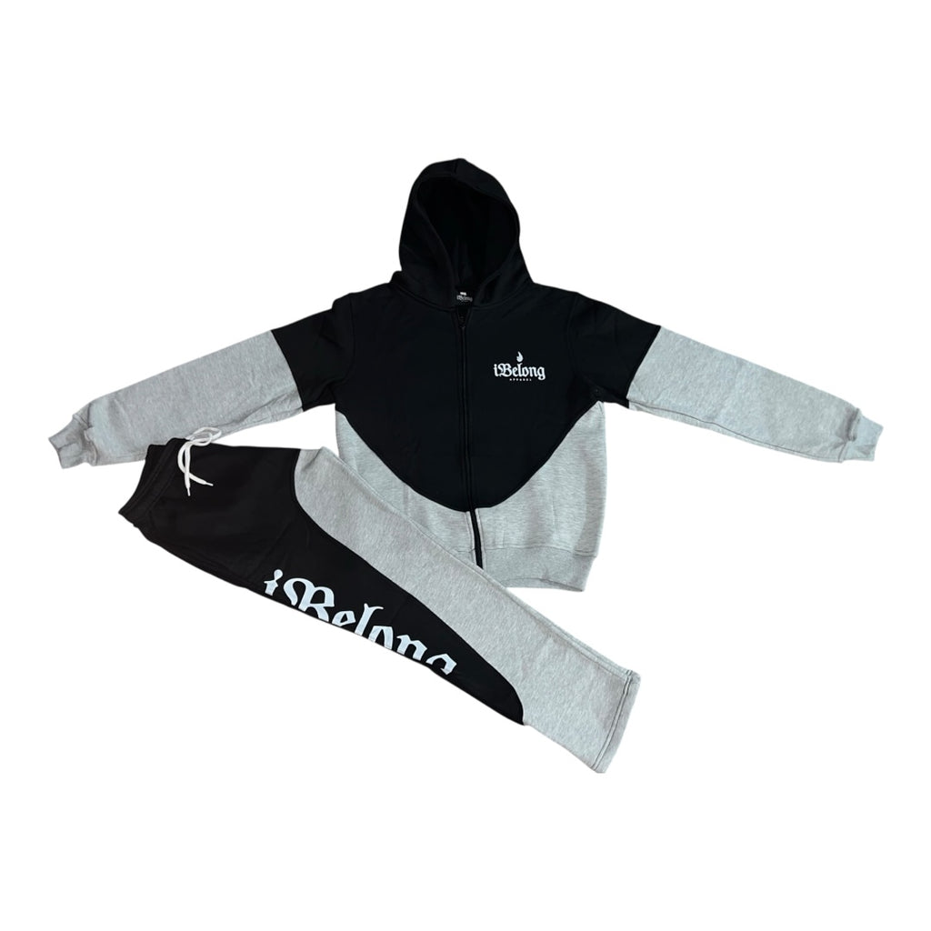 iBelong “Black/Gray” Zip Up Sweatsuit