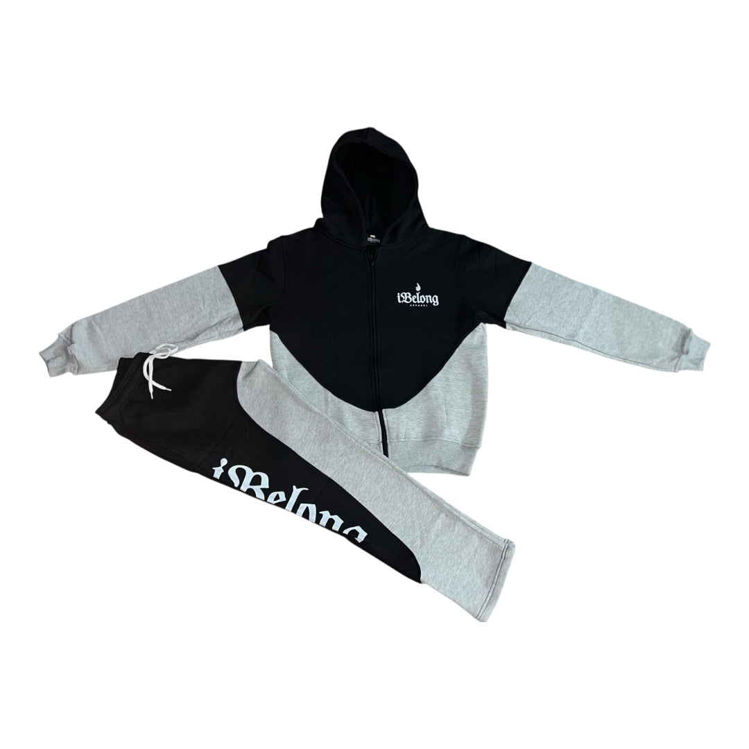 iBelong “Black/Gray” Zip Up Sweatsuit
