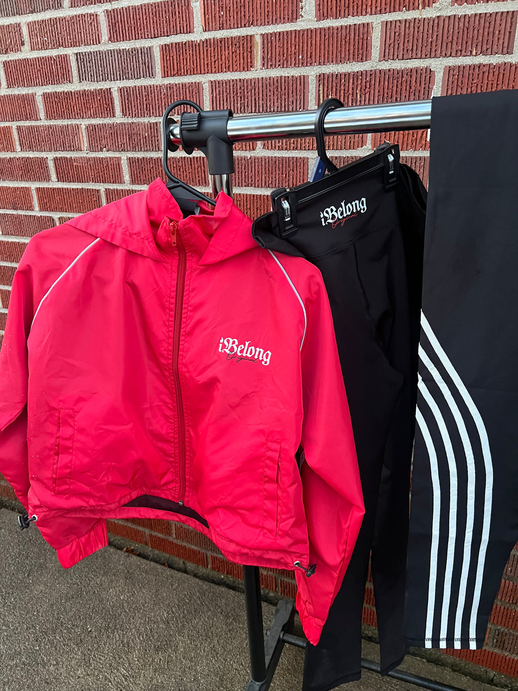 “Red” Cropped Windbreaker Set